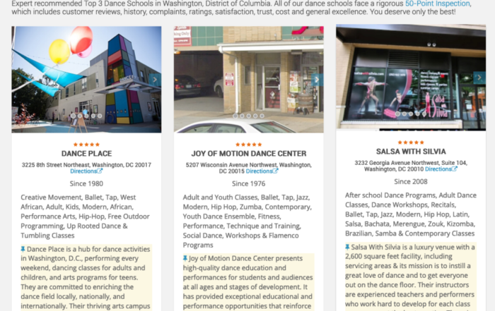 Salsa With Silvia Listed As Top Three Rated Dance Studios In Washington, DC